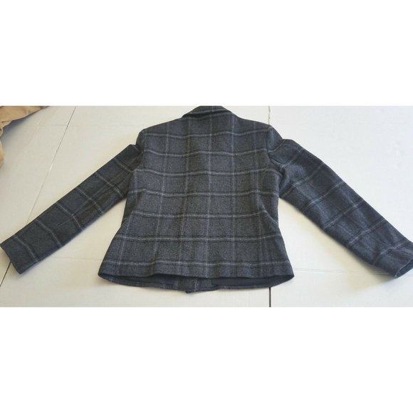 Harris Wallace Jacket Blazer Womens Sz Small Plaid Gray Wool Blend Button Up - Picture 9 of 12